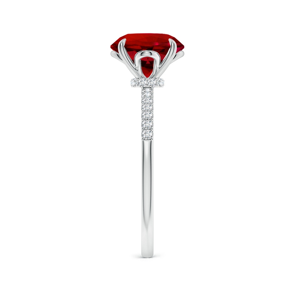 9mm Labgrown Lab-Grown Round Ruby Hidden Halo Engagement Ring in 18K White Gold side 299