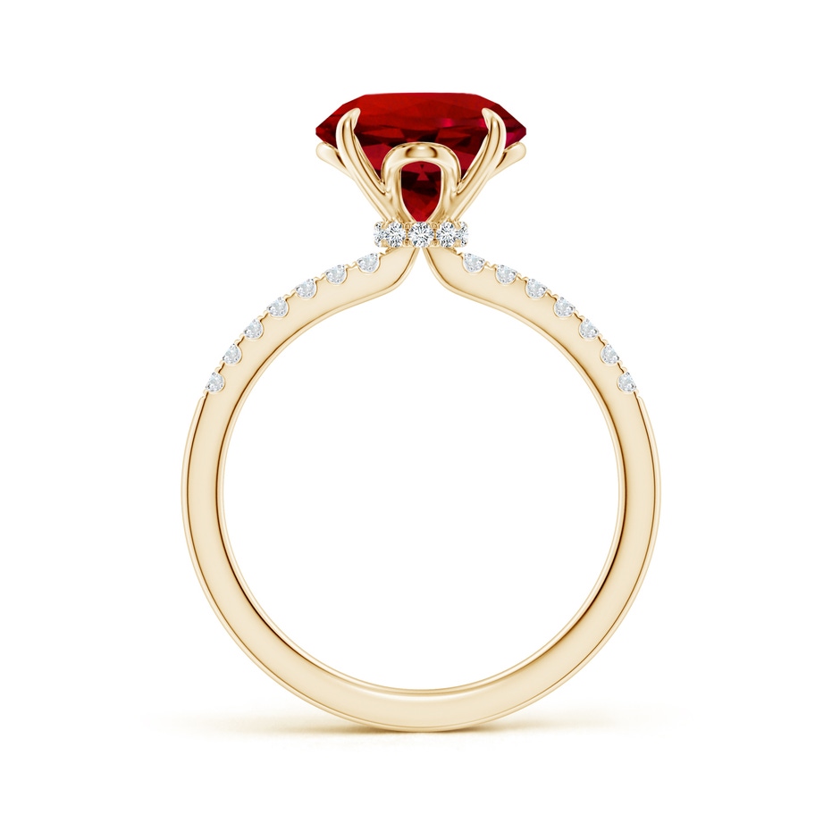 9mm Labgrown Lab-Grown Round Ruby Hidden Halo Engagement Ring in 18K Yellow Gold side 199