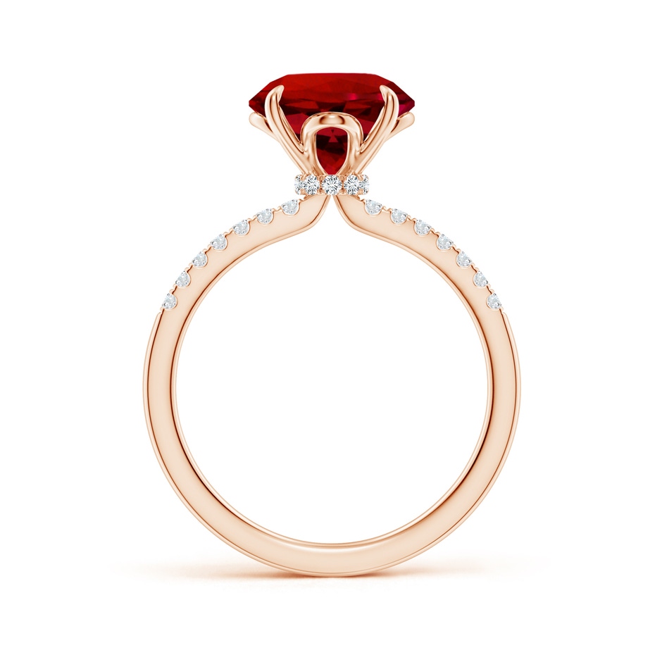 9mm Labgrown Lab-Grown Round Ruby Hidden Halo Engagement Ring in Rose Gold side 199