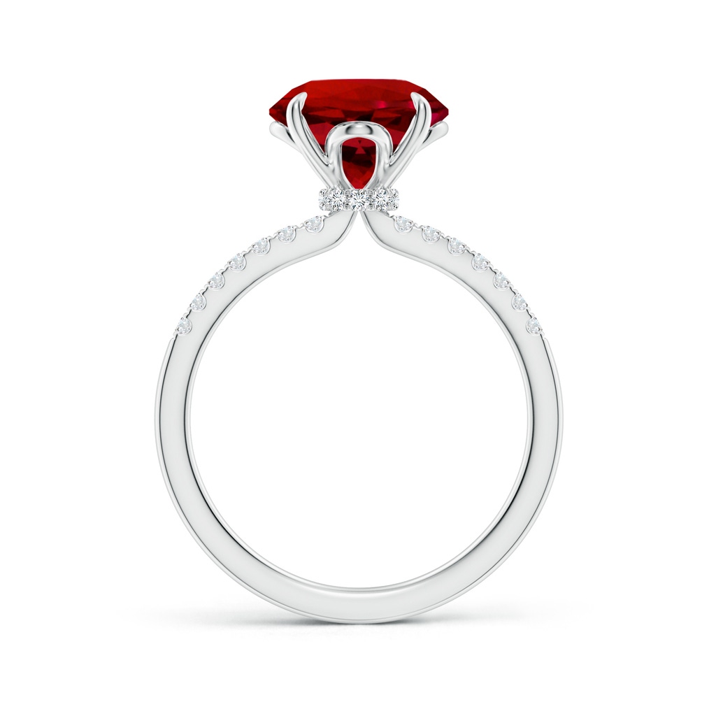 9mm Labgrown Lab-Grown Round Ruby Hidden Halo Engagement Ring in White Gold - side 199