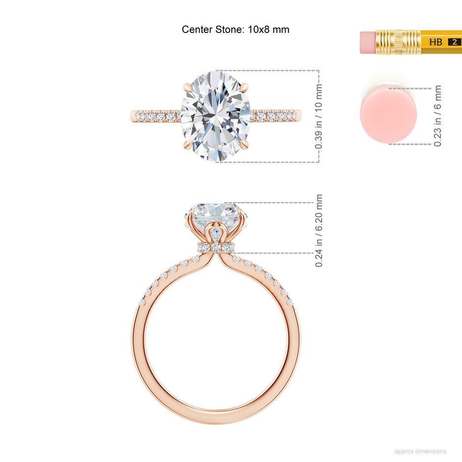 10x8mm FGVS LSR4533D-RG-FGVS-10x8 in Rose Gold ruler