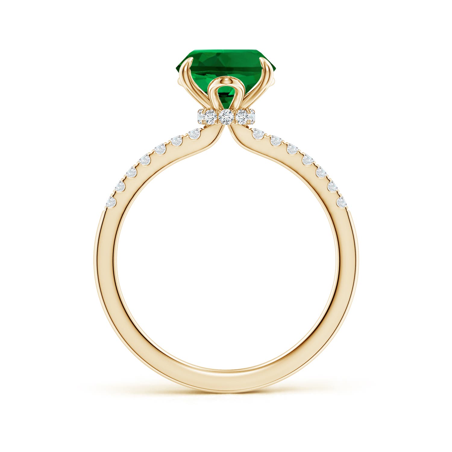 10x8mm Labgrown Lab-Grown Oval Emerald Hidden Halo Engagement Ring in 18K Yellow Gold