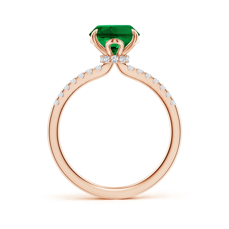 10x8mm Labgrown Lab-Grown Oval Emerald Hidden Halo Engagement Ring in Rose Gold side 199