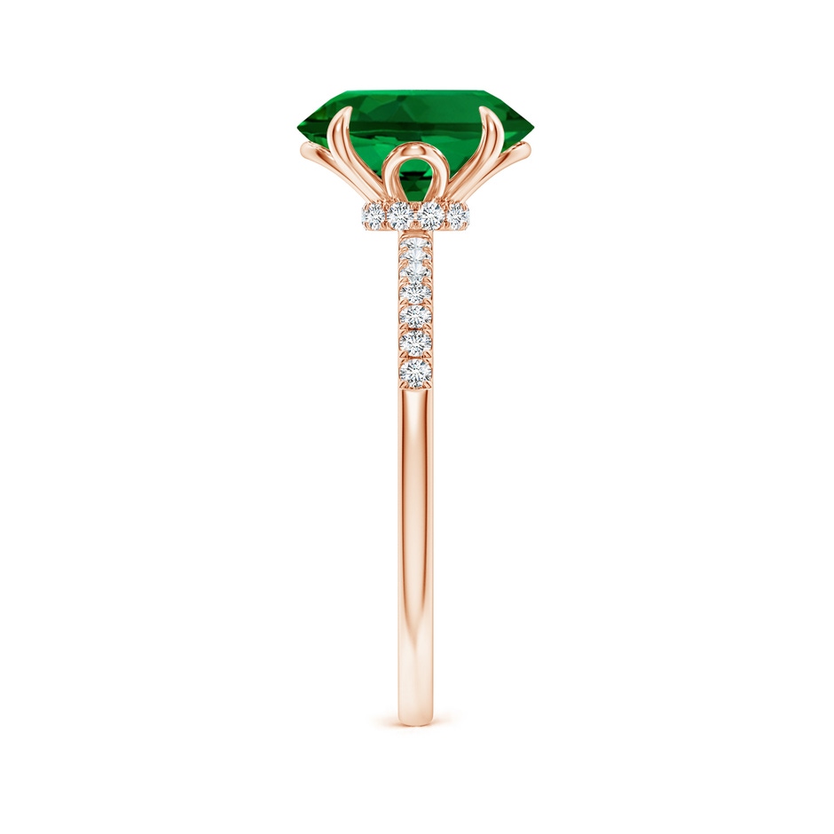 10x8mm Labgrown Lab-Grown Oval Emerald Hidden Halo Engagement Ring in Rose Gold side 299