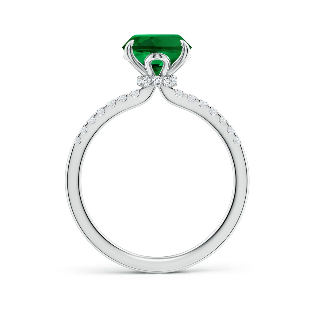 10x8mm Labgrown Lab-Grown Oval Emerald Hidden Halo Engagement Ring in White Gold - side 199