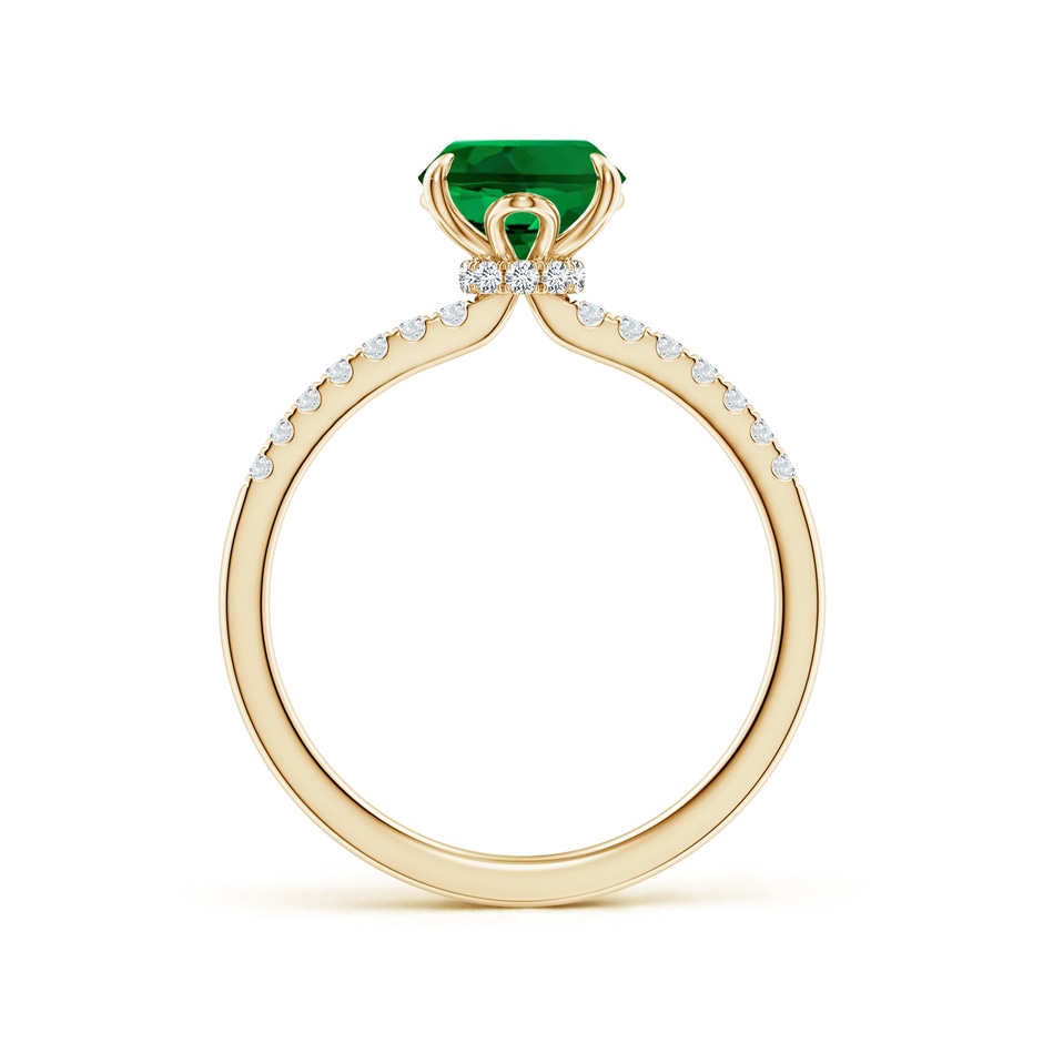 9x7mm Labgrown Lab-Grown Oval Emerald Hidden Halo Engagement Ring in 9K Yellow Gold side 199
