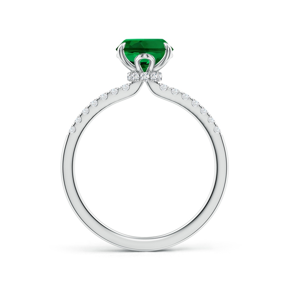 9x7mm Labgrown Lab-Grown Oval Emerald Hidden Halo Engagement Ring in White Gold side 199