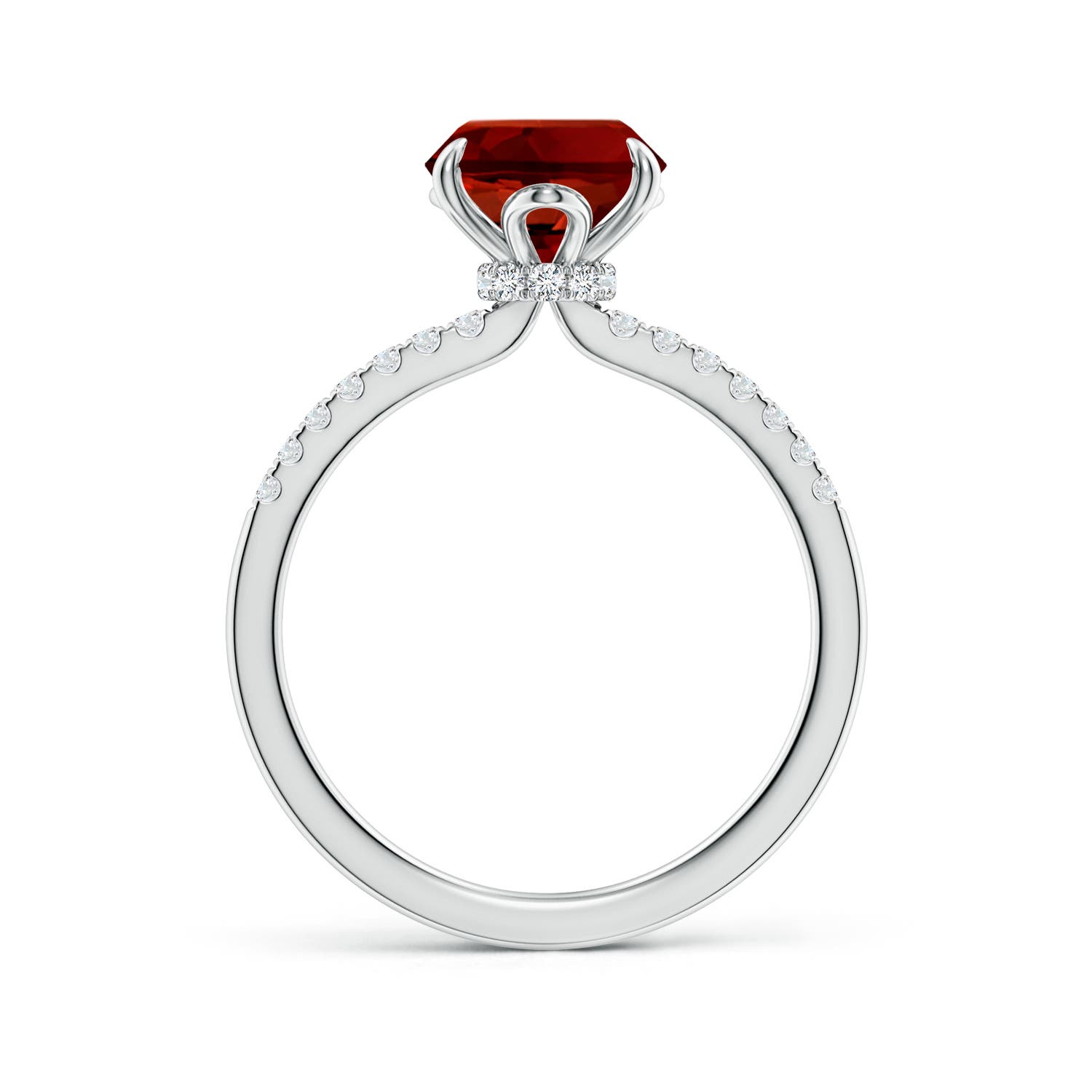 10x8mm Labgrown Lab-Grown Oval Ruby Hidden Halo Engagement Ring in 18K White Gold