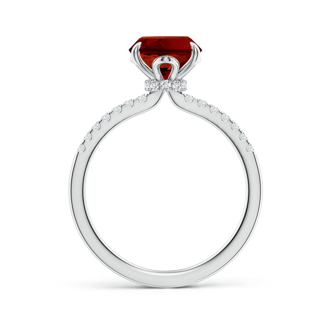 10x8mm Labgrown Lab-Grown Oval Ruby Hidden Halo Engagement Ring in White Gold - side 2