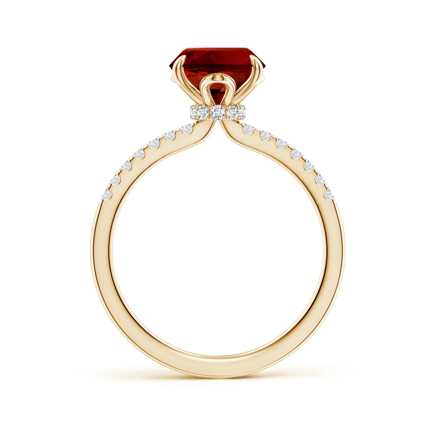 10x8mm Labgrown Lab-Grown Oval Ruby Hidden Halo Engagement Ring in Yellow Gold