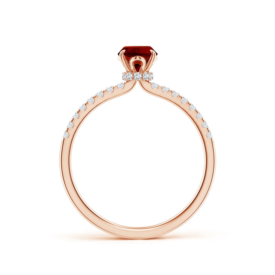 7x5mm Labgrown Lab-Grown Oval Ruby Hidden Halo Engagement Ring in Rose Gold side 199