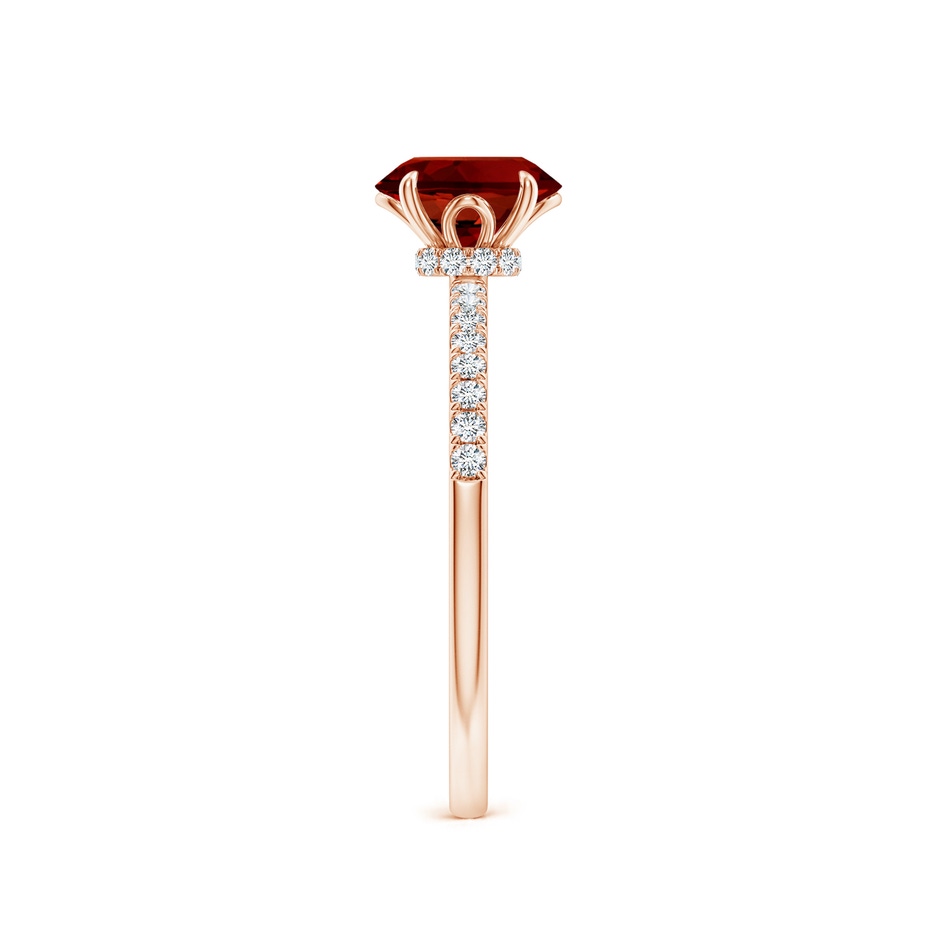 7x5mm Labgrown Lab-Grown Oval Ruby Hidden Halo Engagement Ring in Rose Gold side 299