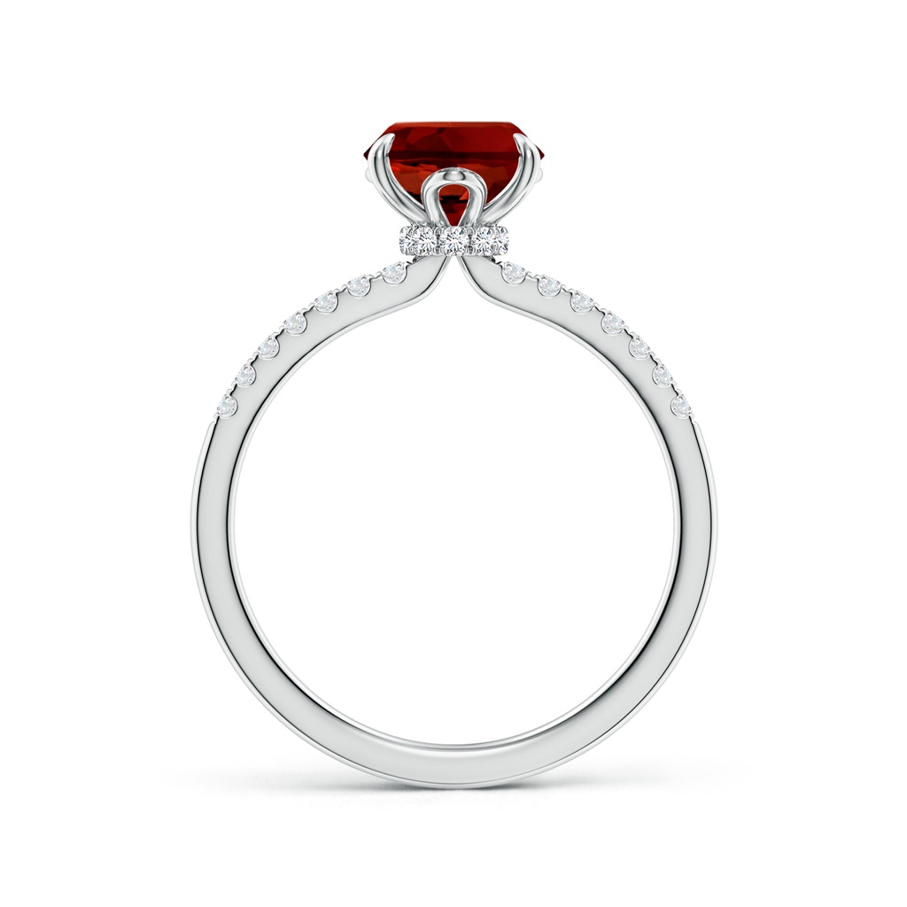 9x7mm Labgrown Lab-Grown Oval Ruby Hidden Halo Engagement Ring in White Gold - side 199
