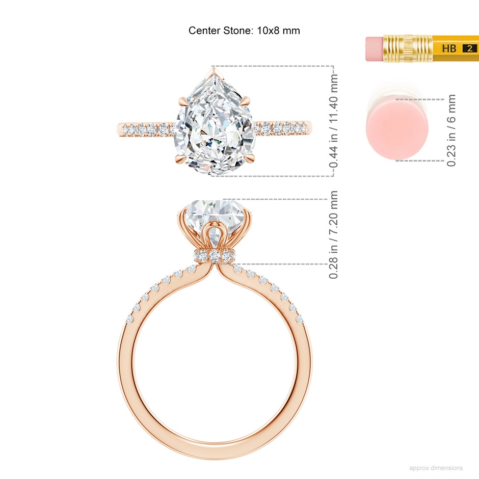 10x8mm FGVS LSR4534D-RG-FGVS-10x8 in Rose Gold ruler