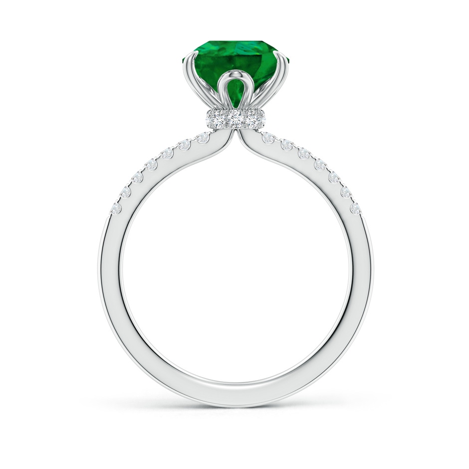 10x8mm Labgrown Lab-Grown Pear-Shaped Emerald Hidden Halo Engagement Ring in P950 Platinum side 199