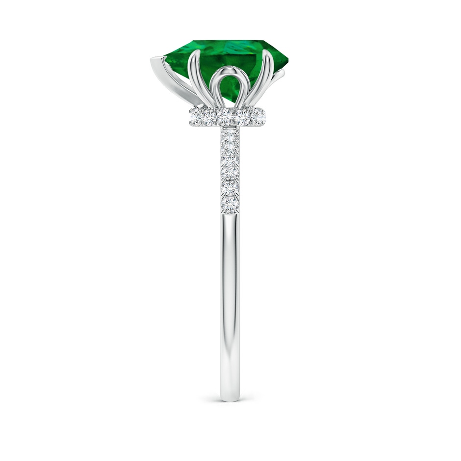 10x8mm Labgrown Lab-Grown Pear-Shaped Emerald Hidden Halo Engagement Ring in P950 Platinum side 299