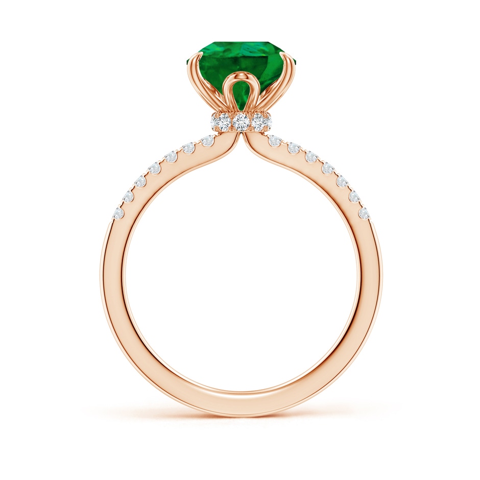 10x8mm Labgrown Lab-Grown Pear-Shaped Emerald Hidden Halo Engagement Ring in Rose Gold side 199