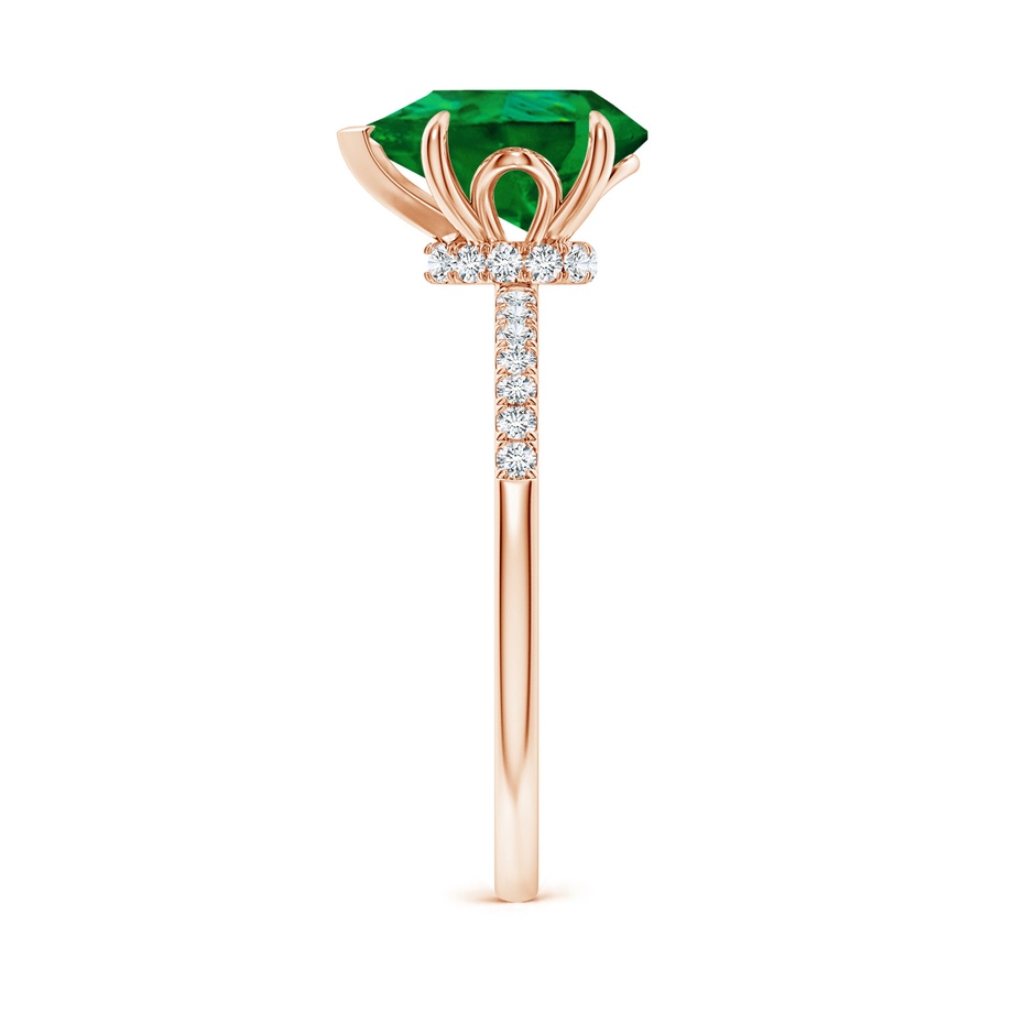 10x8mm Labgrown Lab-Grown Pear-Shaped Emerald Hidden Halo Engagement Ring in Rose Gold side 299