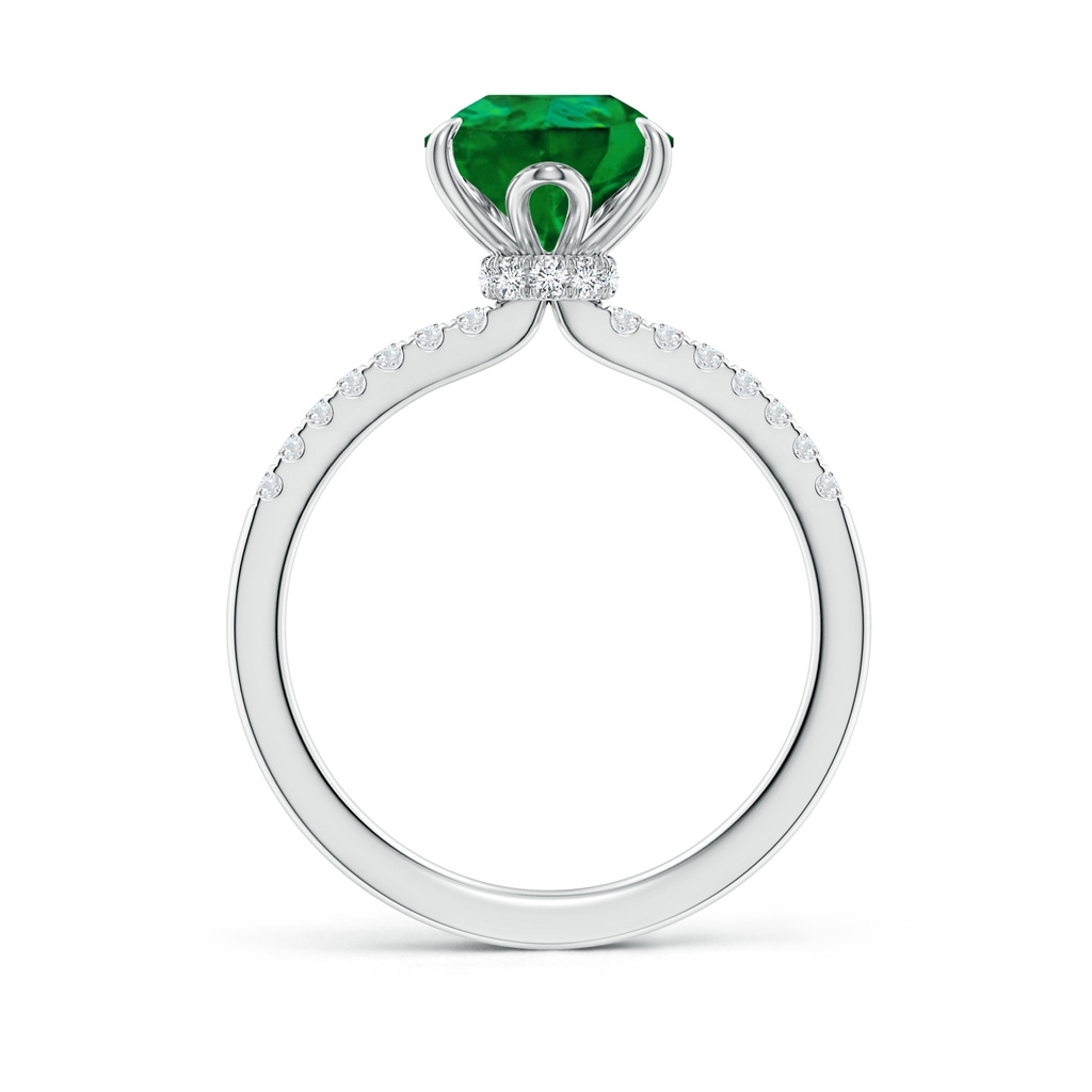 10x8mm Labgrown Lab-Grown Pear-Shaped Emerald Hidden Halo Engagement Ring in White Gold - side 199