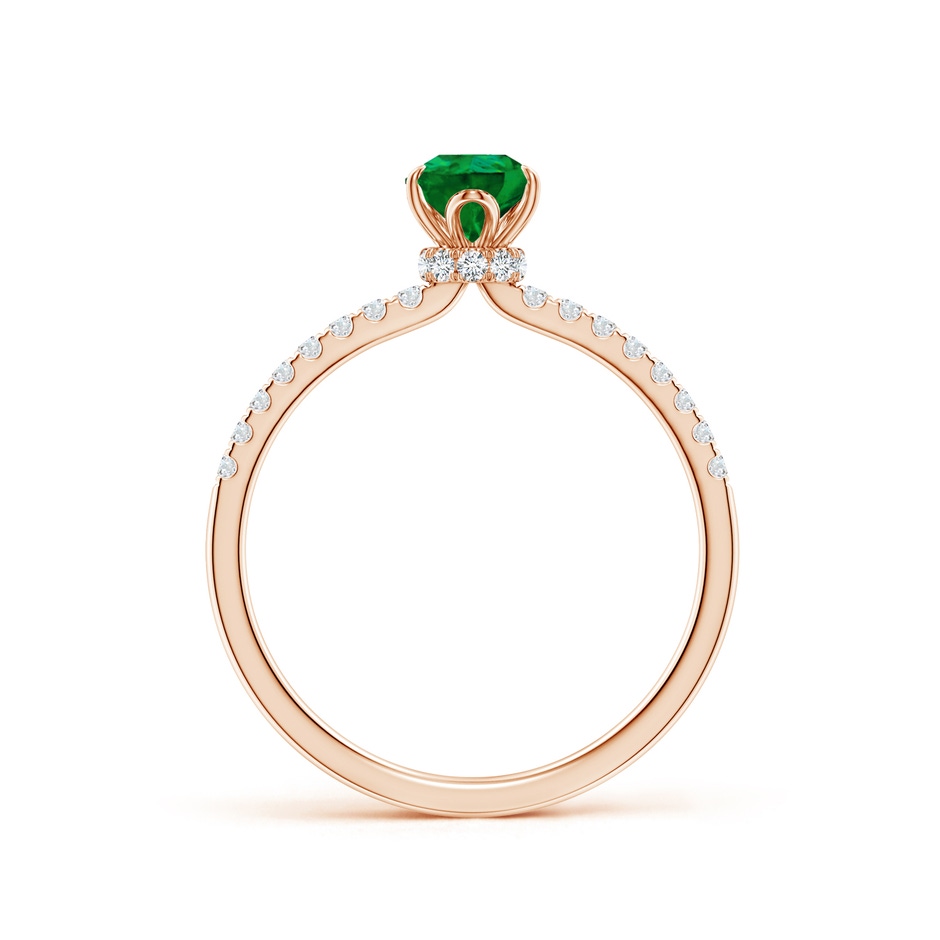 7x5mm Labgrown Lab-Grown Pear-Shaped Emerald Hidden Halo Engagement Ring in 9K Rose Gold side 199