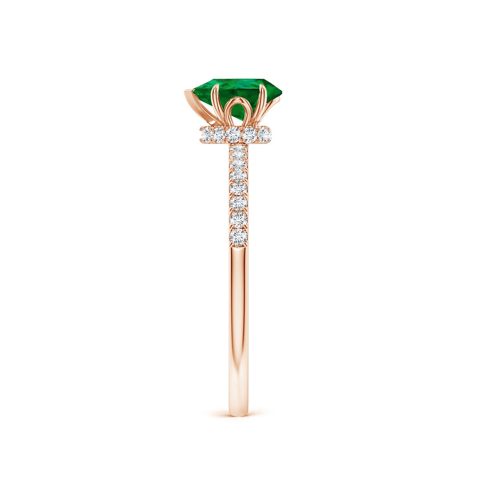 7x5mm Labgrown Lab-Grown Pear-Shaped Emerald Hidden Halo Engagement Ring in Rose Gold side 299