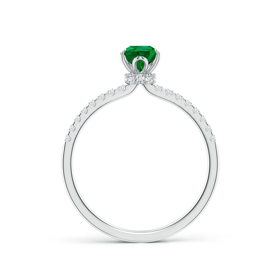 7x5mm Labgrown Lab-Grown Pear-Shaped Emerald Hidden Halo Engagement Ring in White Gold side 199