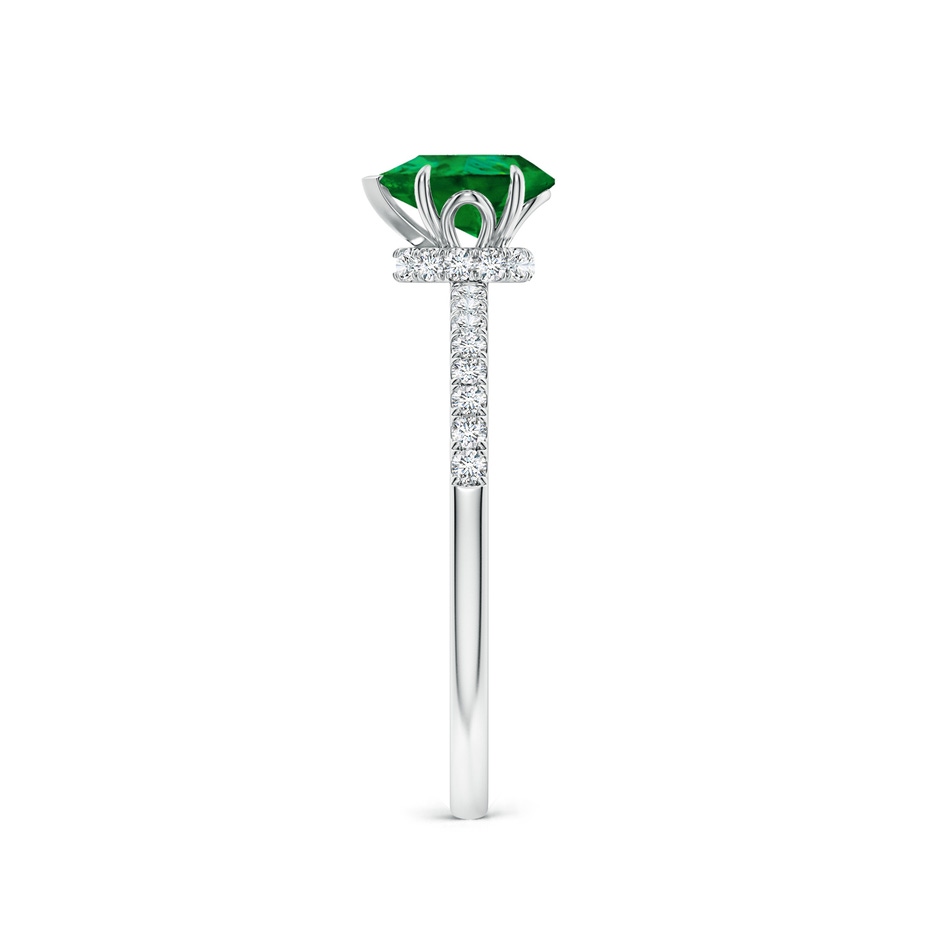 7x5mm Labgrown Lab-Grown Pear-Shaped Emerald Hidden Halo Engagement Ring in White Gold side 299