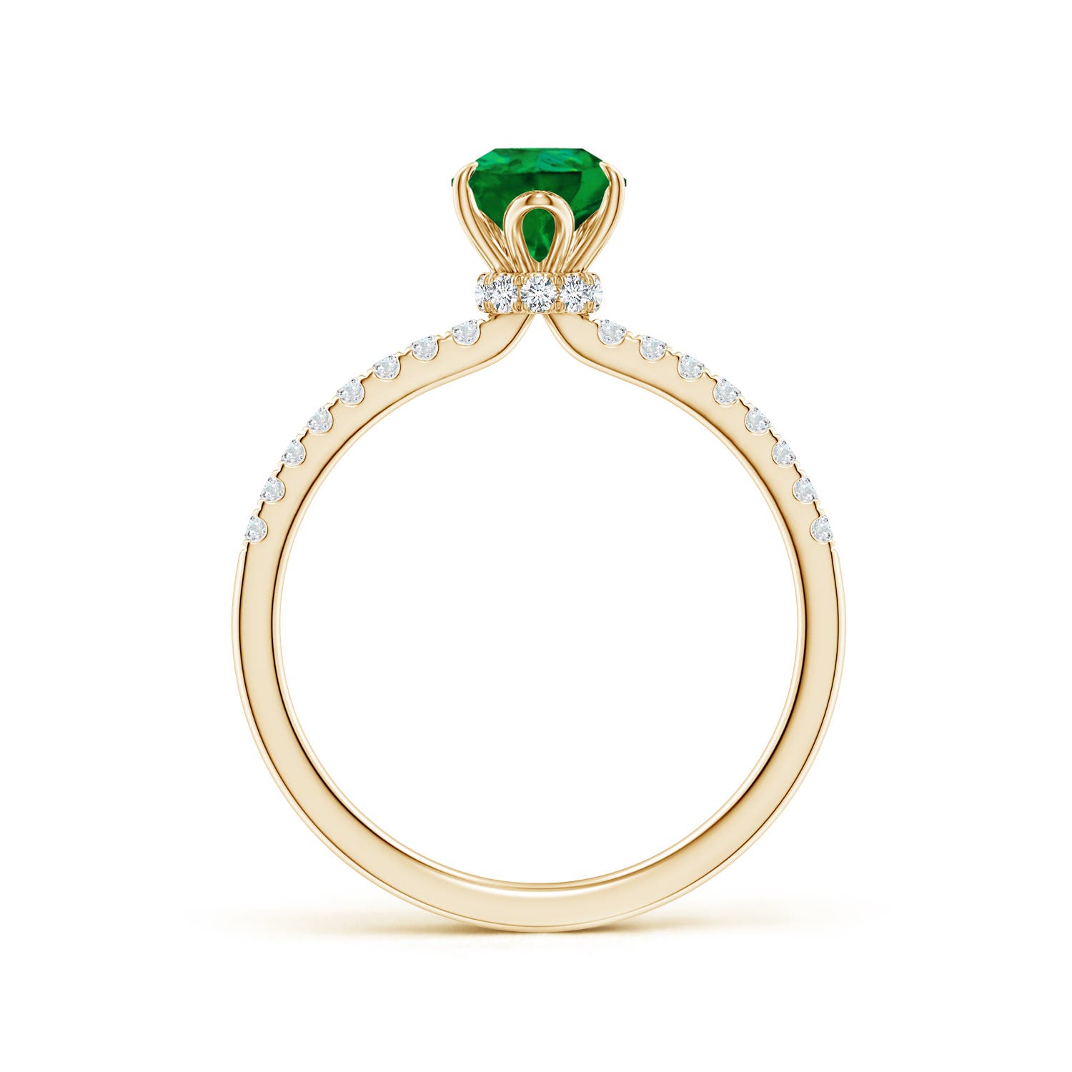 8x6mm Labgrown Lab-Grown Pear-Shaped Emerald Hidden Halo Engagement Ring in 18K Yellow Gold
