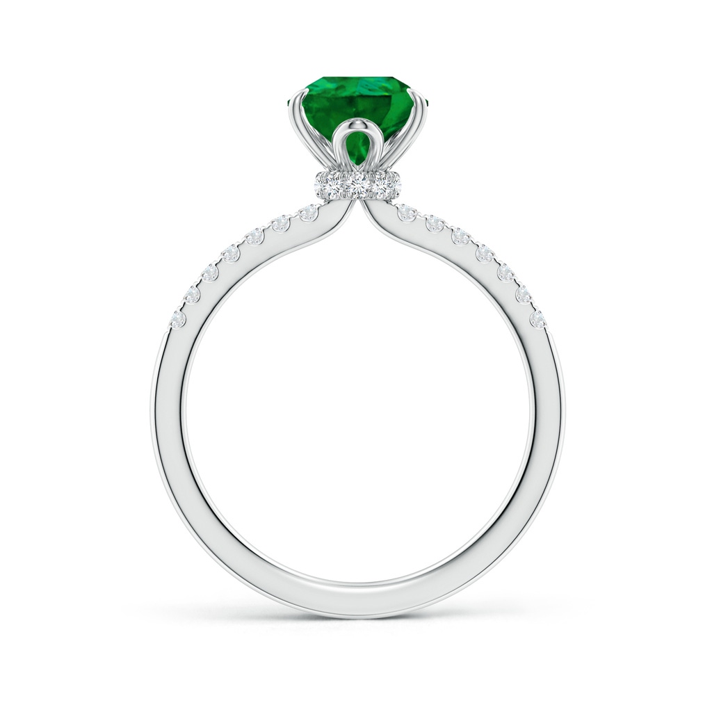 9x7mm Labgrown Lab-Grown Pear-Shaped Emerald Hidden Halo Engagement Ring in White Gold - side 199