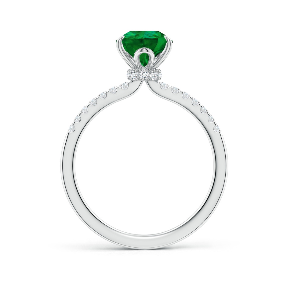 9x7mm Labgrown Lab-Grown Pear-Shaped Emerald Hidden Halo Engagement Ring in White Gold side 199