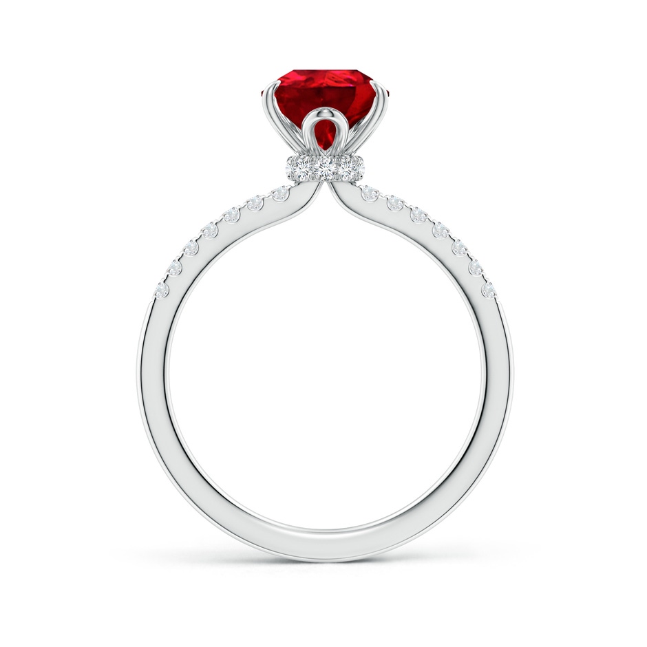 9x7mm Labgrown Lab-Grown Pear-Shaped Ruby Hidden Halo Engagement Ring in White Gold side 199