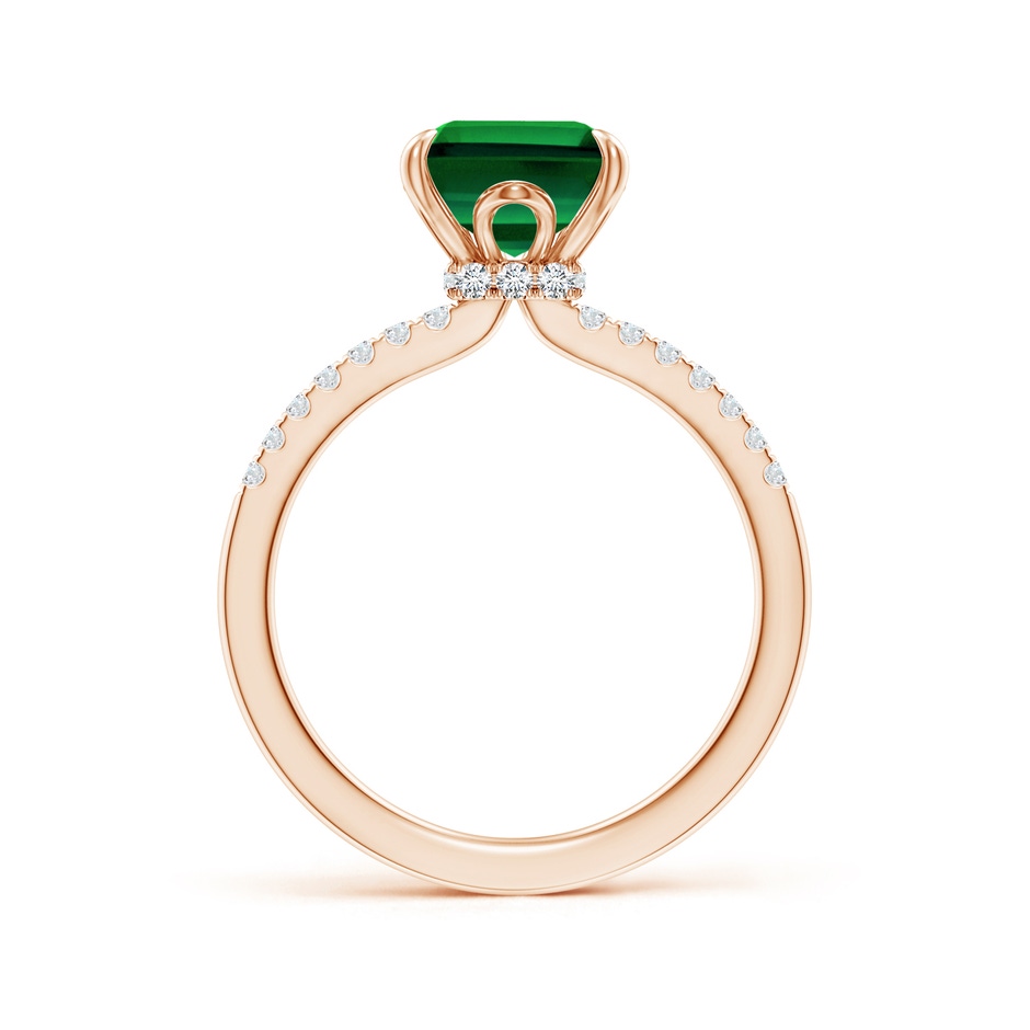 10x8mm Labgrown Lab-Grown Emerald-Cut Emerald Hidden Halo Engagement Ring in 18K Rose Gold side 199