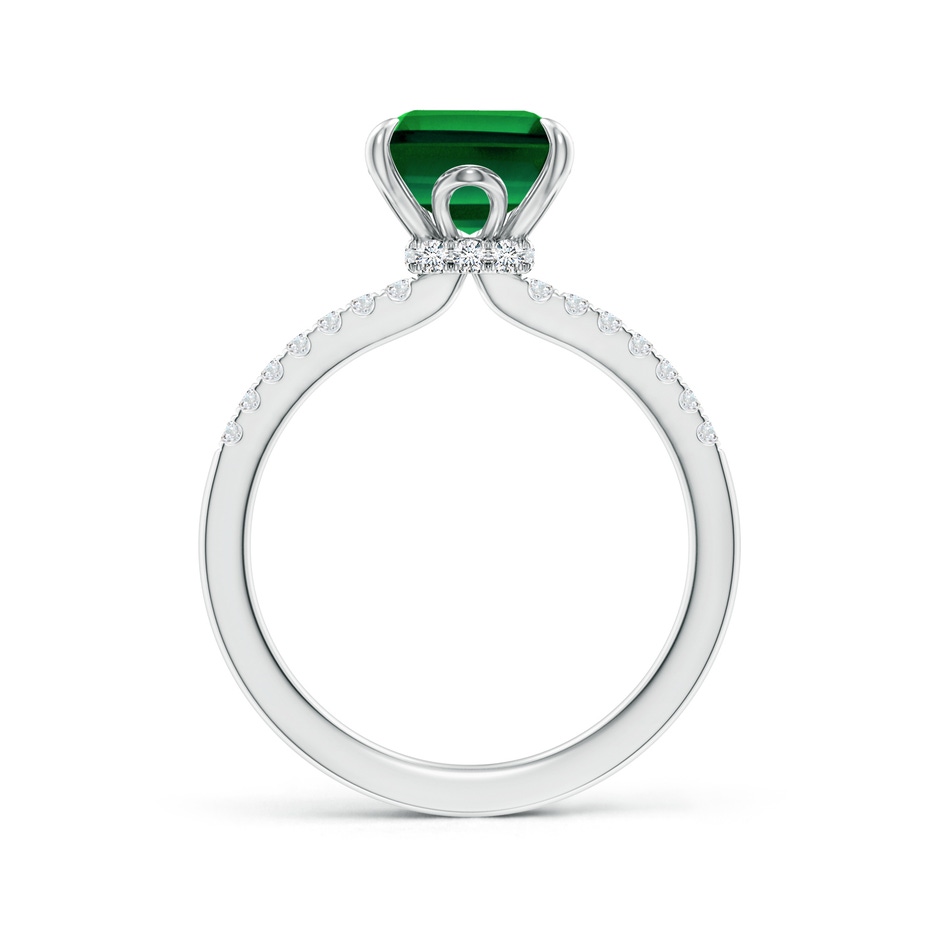10x8mm Labgrown Lab-Grown Emerald-Cut Emerald Hidden Halo Engagement Ring in 18K White Gold side 199