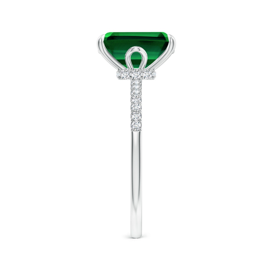 10x8mm Labgrown Lab-Grown Emerald-Cut Emerald Hidden Halo Engagement Ring in 18K White Gold side 299