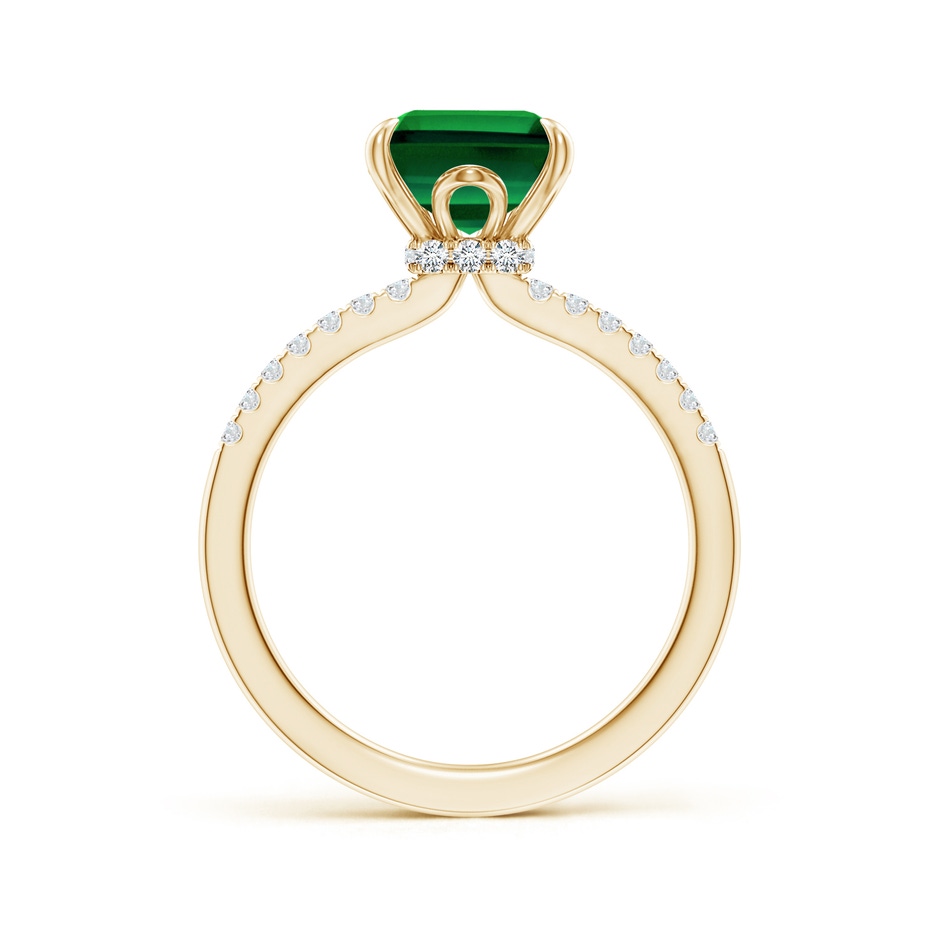 10x8mm Labgrown Lab-Grown Emerald-Cut Emerald Hidden Halo Engagement Ring in 18K Yellow Gold side 199