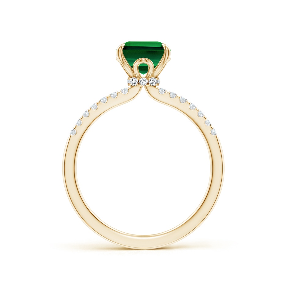 9x7mm Labgrown Lab-Grown Emerald-Cut Emerald Hidden Halo Engagement Ring in Yellow Gold side 199