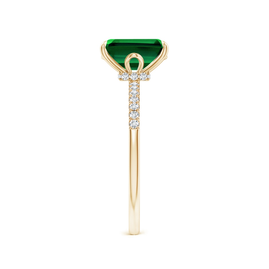 9x7mm Labgrown Lab-Grown Emerald-Cut Emerald Hidden Halo Engagement Ring in Yellow Gold side 299