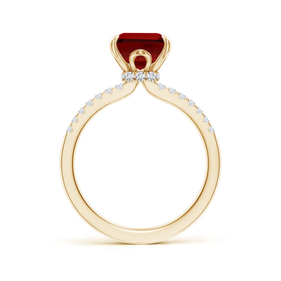 10x8mm Labgrown Lab-Grown Emerald-Cut Ruby Hidden Halo Engagement Ring in 18K Yellow Gold side 199