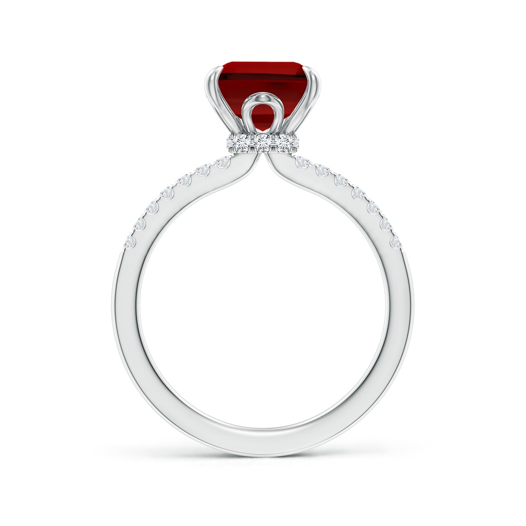 10x8mm Labgrown Lab-Grown Emerald-Cut Ruby Hidden Halo Engagement Ring in P950 Platinum - side 199