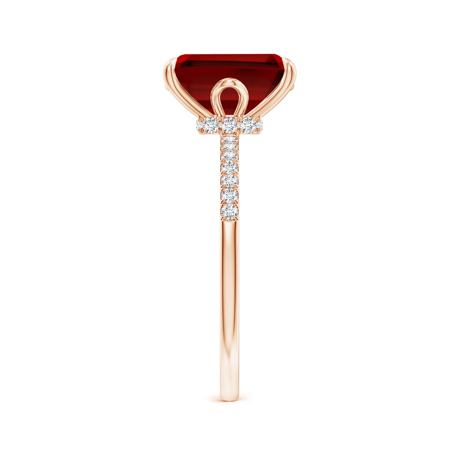 10x8mm Labgrown Lab-Grown Emerald-Cut Ruby Hidden Halo Engagement Ring in Rose Gold side 299