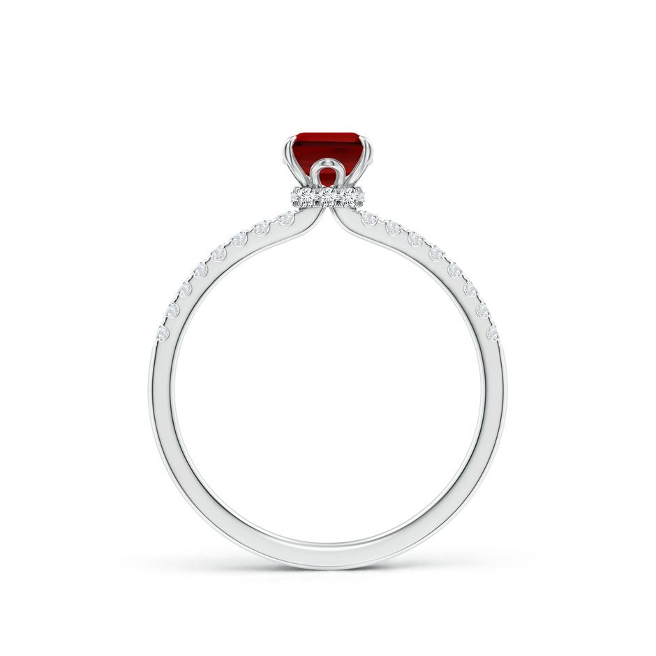 7x5mm Labgrown Lab-Grown Emerald-Cut Ruby Hidden Halo Engagement Ring in White Gold side 199