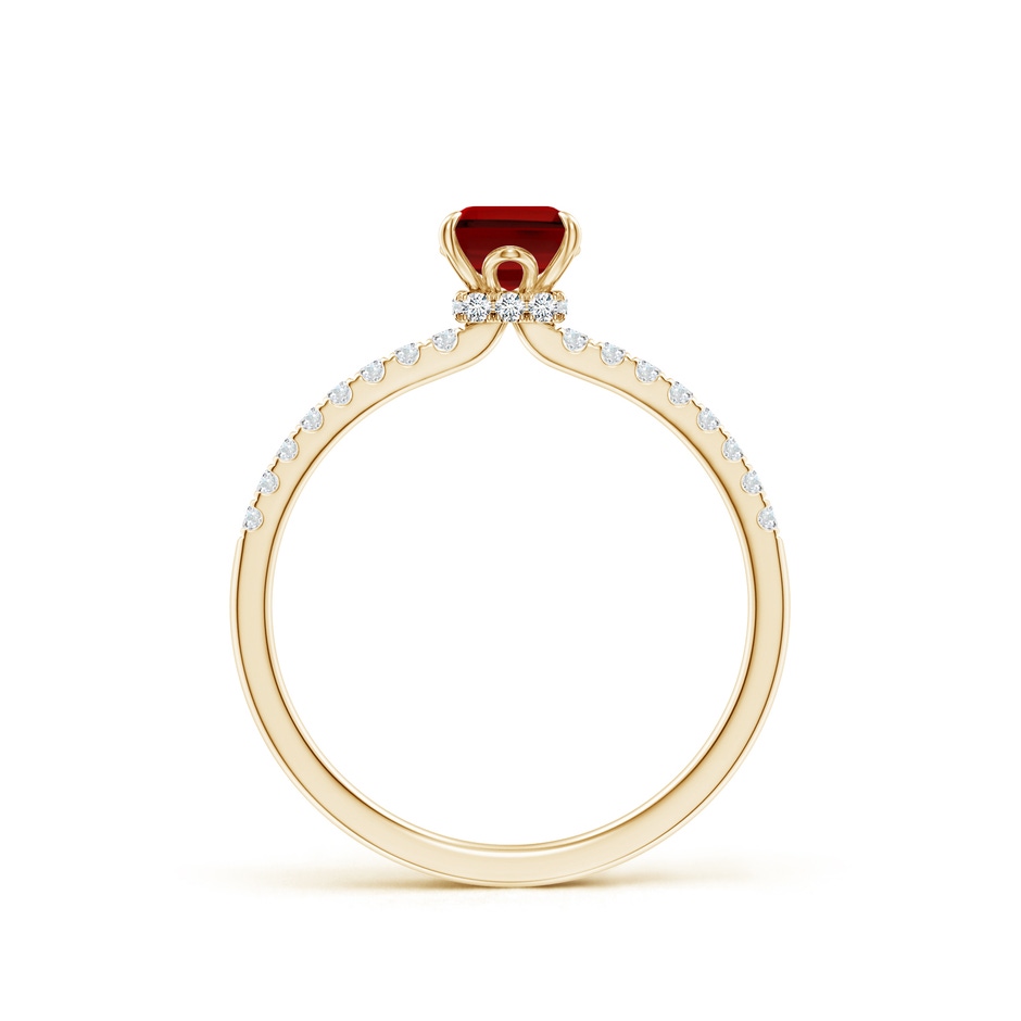 7x5mm Labgrown Lab-Grown Emerald-Cut Ruby Hidden Halo Engagement Ring in Yellow Gold side 199