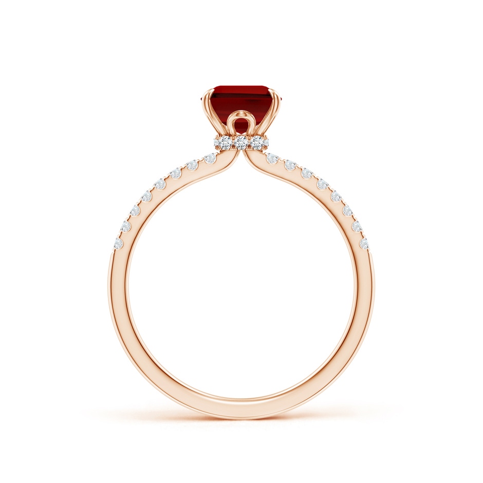 8x6mm Labgrown Lab-Grown Emerald-Cut Ruby Hidden Halo Engagement Ring in Rose Gold side 199