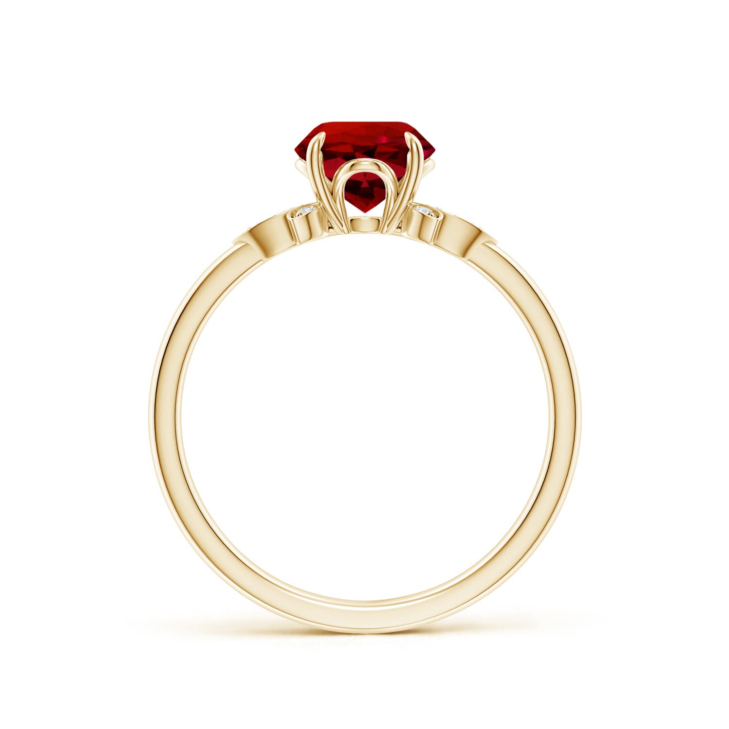 6.5mm Labgrown Lab-Grown Nature-Inspired Round Ruby Engagement Ring in 18K Yellow Gold