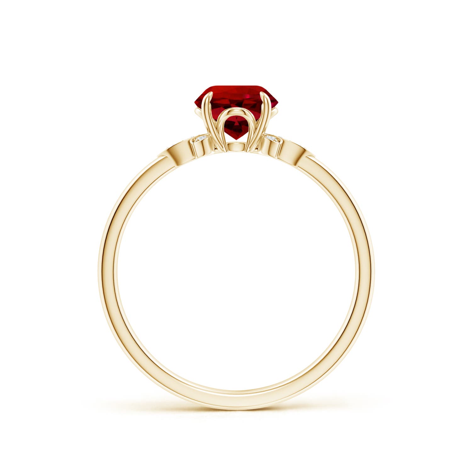 6mm Labgrown Lab-Grown Nature-Inspired Round Ruby Engagement Ring in 18K Yellow Gold