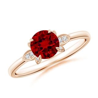 6mm Labgrown Lab-Grown Nature-Inspired Round Ruby Engagement Ring in Rose Gold