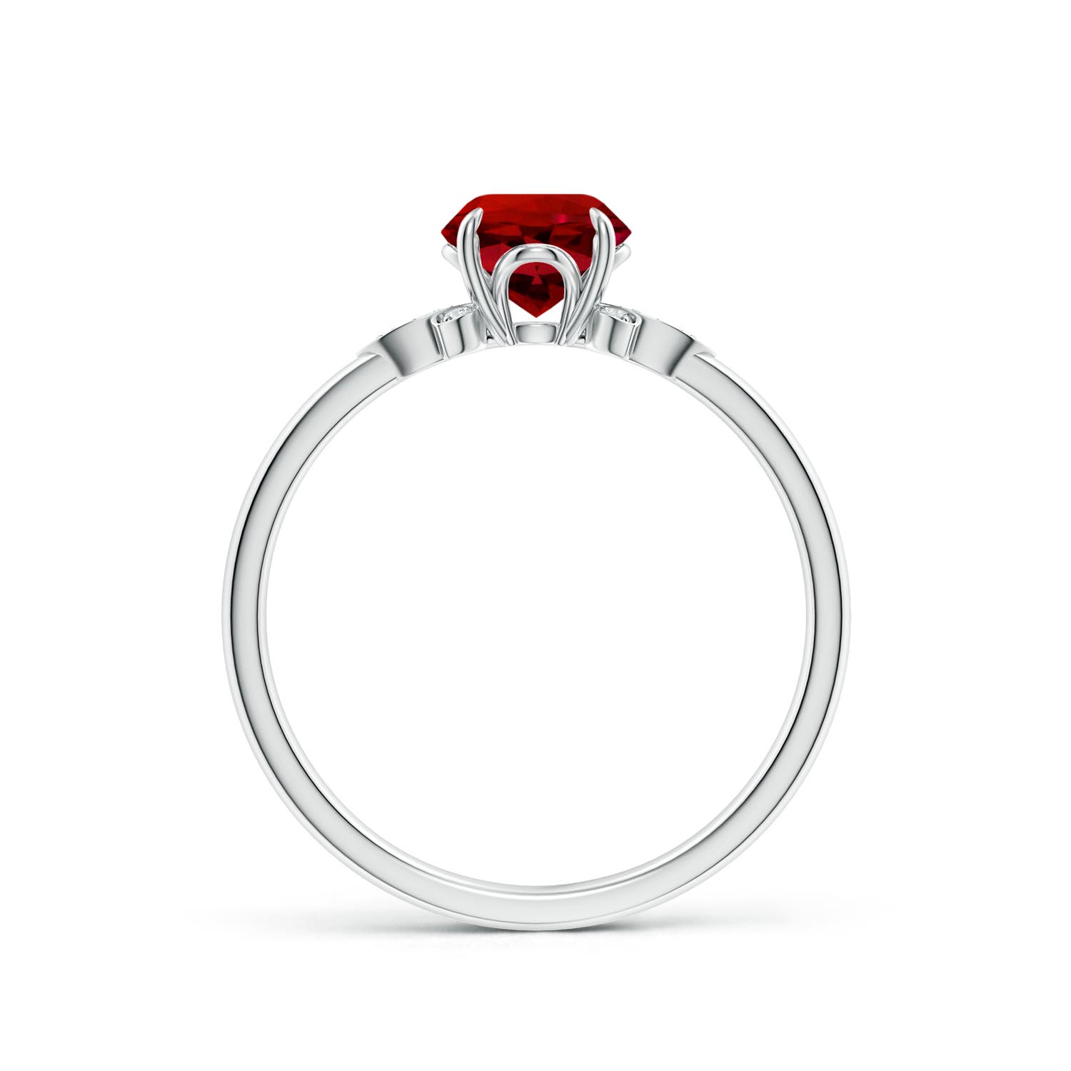 6mm Labgrown Lab-Grown Nature-Inspired Round Ruby Engagement Ring in White Gold