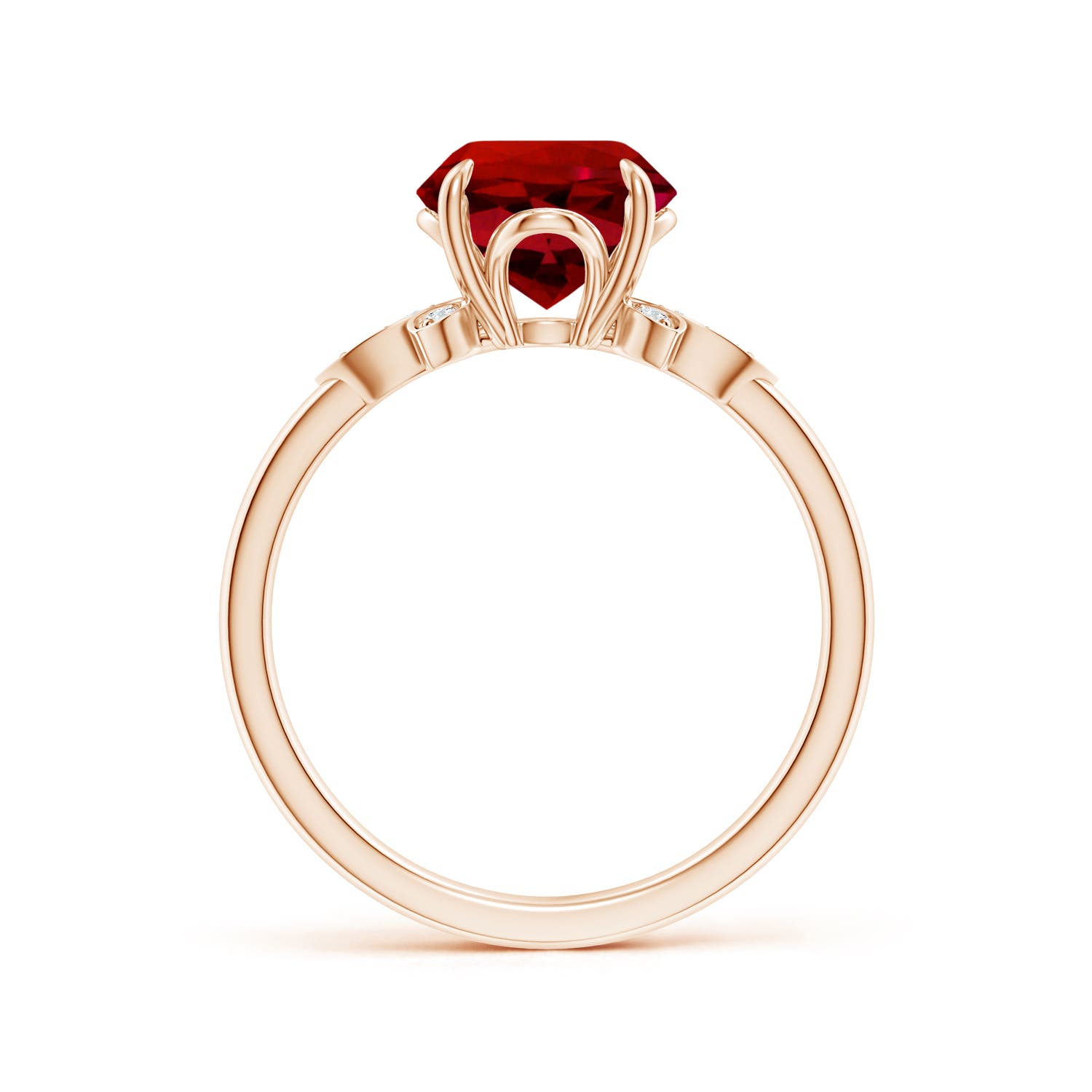 8mm Labgrown Lab-Grown Nature-Inspired Round Ruby Engagement Ring in 18K Rose Gold