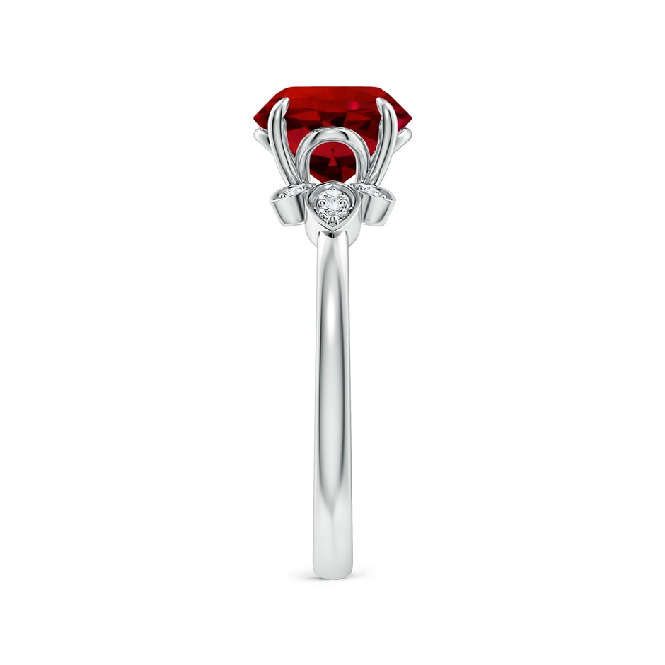 8mm Labgrown Lab-Grown Nature-Inspired Round Ruby Engagement Ring in 18K White Gold side 299