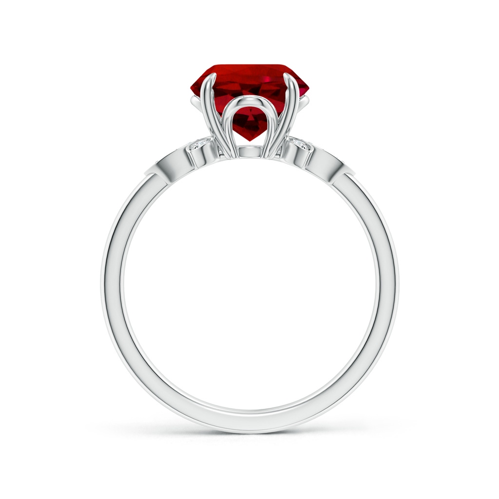 8mm Labgrown Lab-Grown Nature-Inspired Round Ruby Engagement Ring in White Gold - side 199